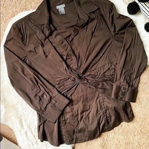 Brown Ann Taylor Knotted Shirt